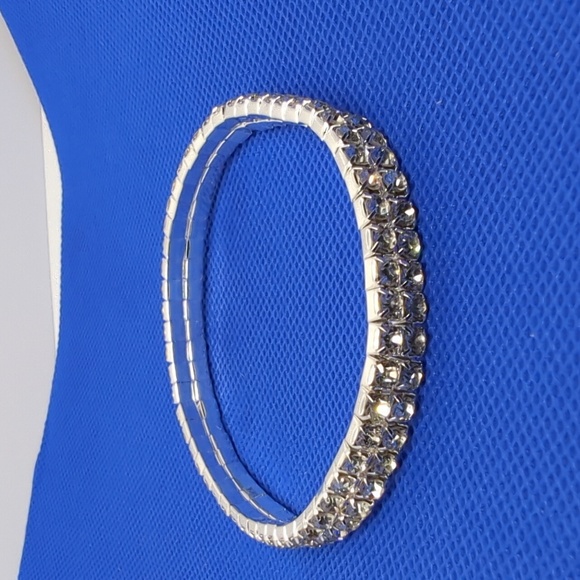 Silver Crystal Rhinestone Bracelet From Dance to Fitness Bikini to Beach Jewelry - Picture 8 of 8